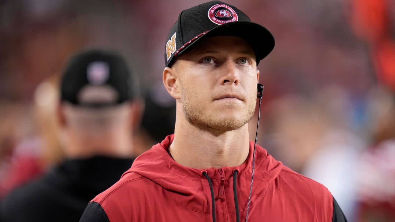 1"49ers Hit with Major Blow: Christian McCaffrey Sidelined for Next 4 Games After IR Move"